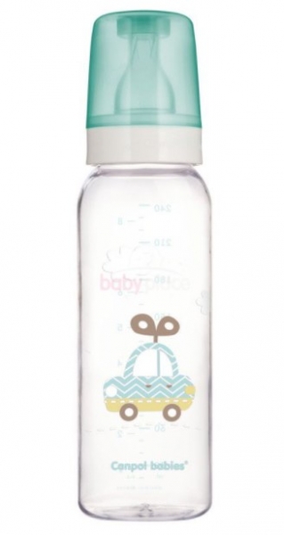 Canpol Babies Skleněná lahvička 240 ml Autíčko - mátová
