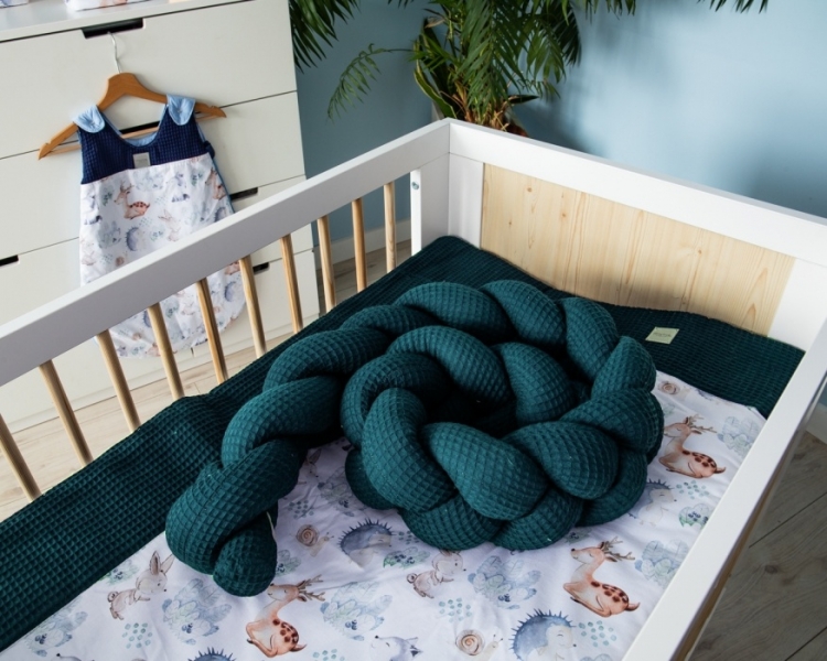 Baby Nellys Mantinel pletený cop Vafel, Les, nepálská modř 220 x 16 cm