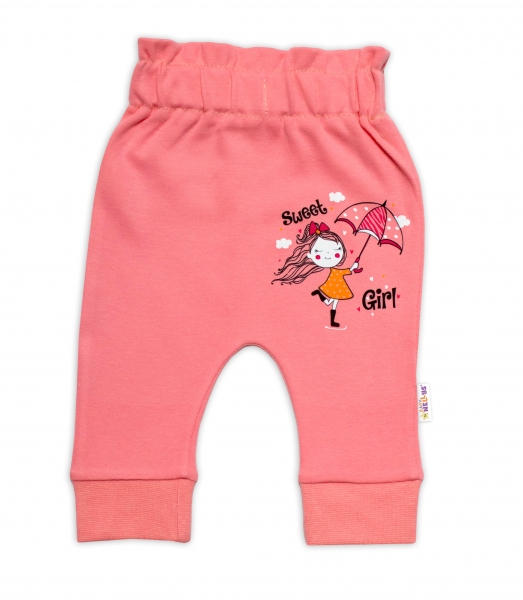 Baby Nellys Kojenecké tepláčky Sweet Girl, losos/meruňka, vel. 68