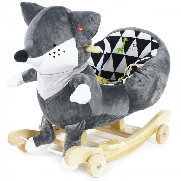 KIDSEE Toys Plyšová houpací, jezdící 2v1 Liška