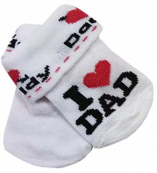 Kojenecké bavlněné ponožky I Love Dad, bílé s potiskem, vel. 68/74