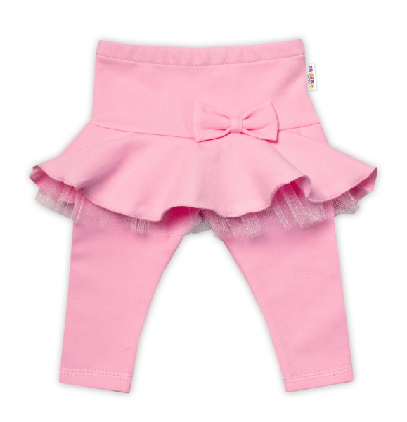 BABY NELLYS Dívčí legíny Mašlička s volánkem tutu - růžové, Velikost: 62 (2-3m)