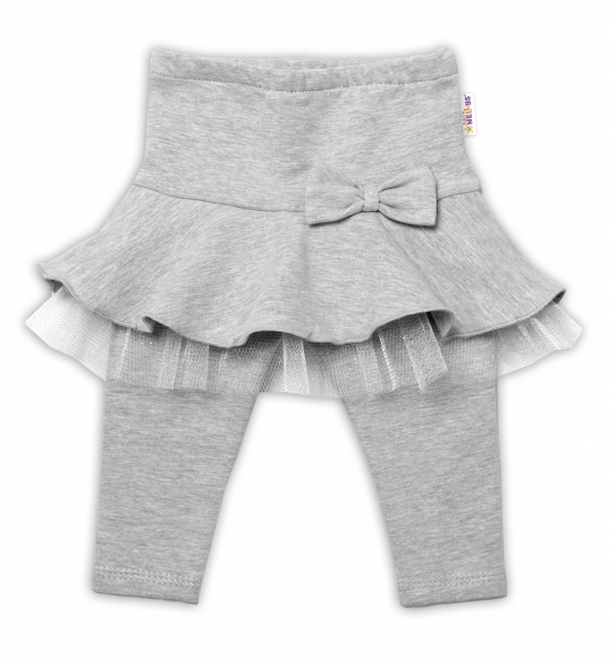 BABY NELLYS Dívčí legíny Mašlička s volánkem tutu - šedé, Velikost: 62 (2-3m)