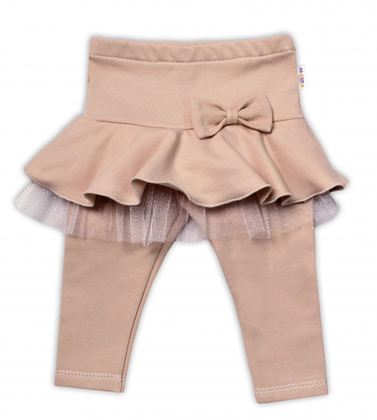 BABY NELLYS Dívčí legíny Mašlička s volánkem tutu - béžové, Velikost: 62 (2-3m)