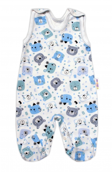 Baby Nellys bavlněné dupačky New Teddy, modrá barva, vel. 74