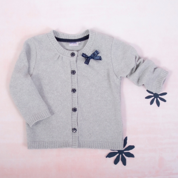 Dětský, dívčí svetřík K-Baby s mašličkou - šedý, vel. 98