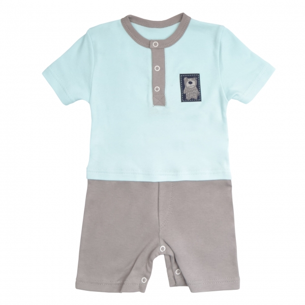 Mamatti Body s nohavičkami Bear - mátová/šedá, vel. 74, Velikost: 74 (6-9m)