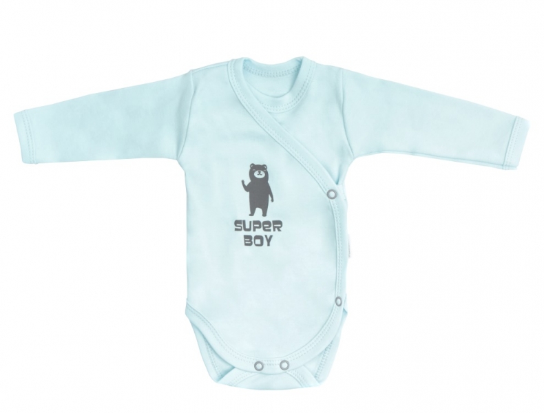 Mamatti Kojenecké body dlouhý rukáv, zapínání bokem, Bear - mátové