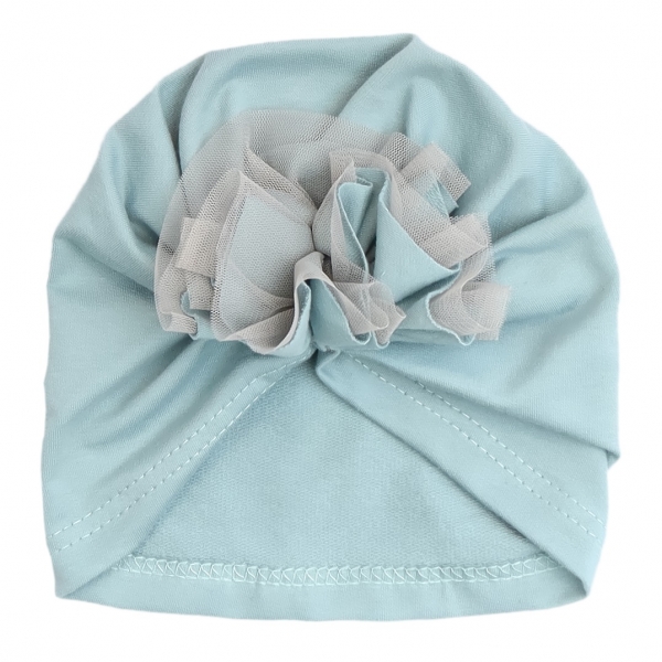 Mamatti Bavlněná  dětská čepice, turban, Nature - mátová, vel. 2 - 3 roky, Velikost: 56-80 (0-12m)