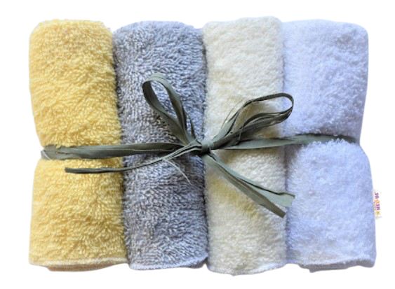 Sada froté žínek Baby Nellys ®, neutrální motiv, 4 ks, žlutá