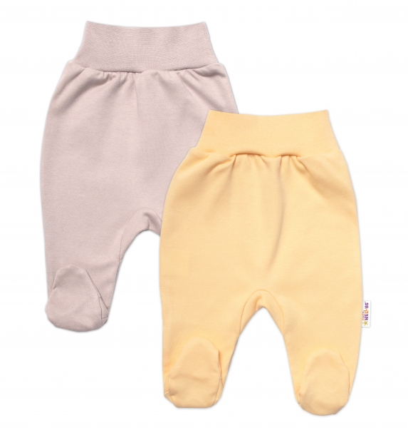 Baby Nellys Sada 2 bavlněných polodupaček, Basic Pastel, žlutá/béžová, vel. 74
