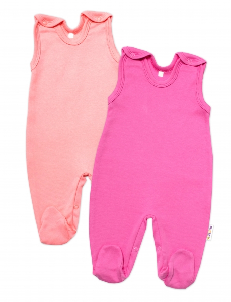 Baby Nellys Sada 2 bavlněných dupaček Basic Pastel, růžová/meruňková, vel. 74, Velikost: 74 (6-9m)