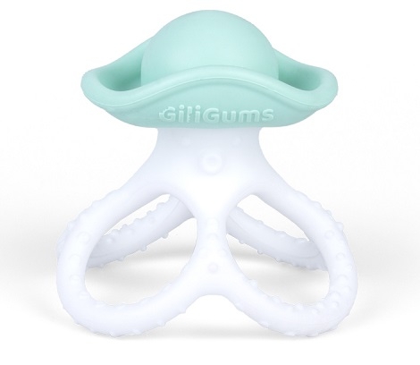 GiliGums Zklidňující silikonové kousátko Chobotnice, mátové