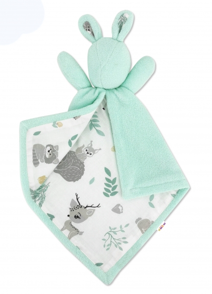 Baby Nellys Mazlík, přítulníček Zajíček, froté + bavlna, New Forest Friends - mátová