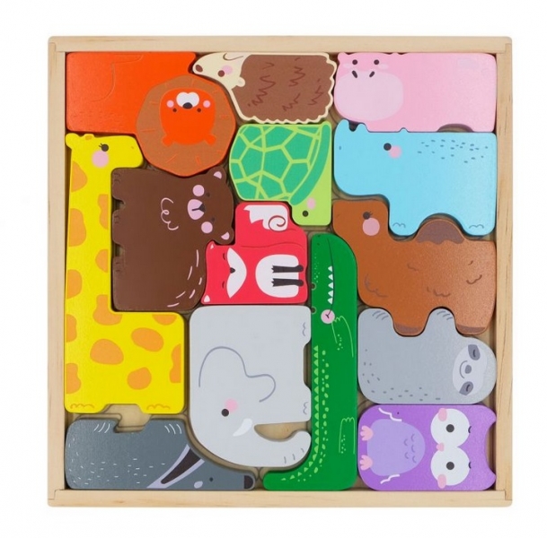 ECO TOYS  Dřevěné puzzle, vkládačka Zvířatka