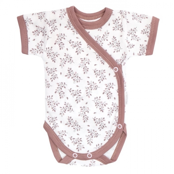 Mamatti Kojenecké body kr. rukáv, zapínání bokem, Happy - bílá s potiskem, Velikost: 56 (1-2m)