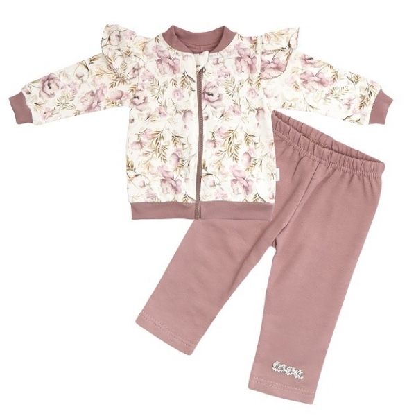 Mamatti Dětská tepláková souprava zapínání na zip, Happy - fialová/bílá, vel. 80