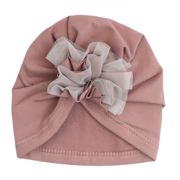 Mamatti Bavlněná  dětská čepice, turban, Happy - fialová, vel. 2-3 roky