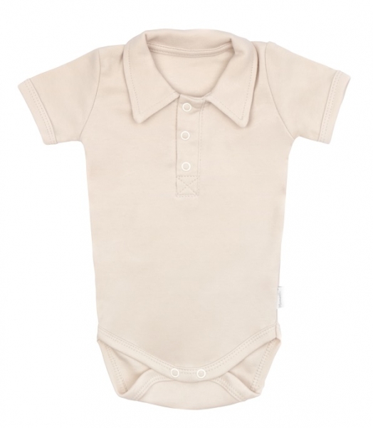 Mamatti Bavlněné body polo kr. rukáv, Baby Fox - béžové, vel. 80, Velikost: 80 (9-12m)