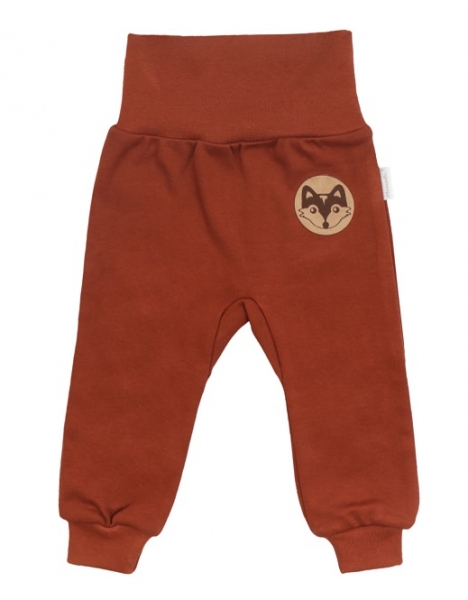 Mamatti Dětské bavlněné tepláčky Baby Fox - hnědé, vel. 68, Velikost: 68 (3-6m)