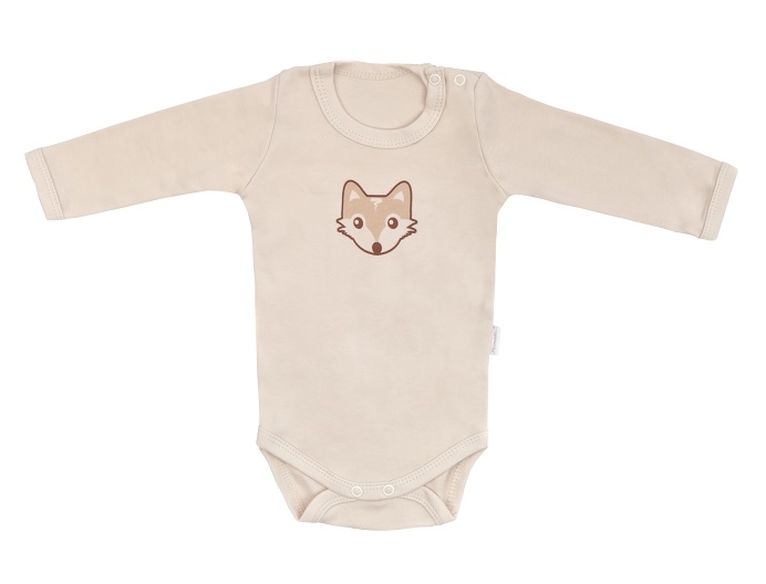 Mamatti Dětské body dlouhý rukáv, Baby Fox - béžová, vel. 86