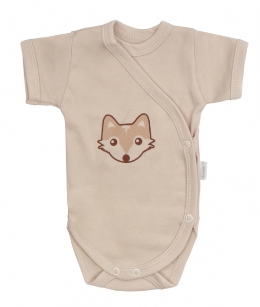 Mamatti Kojenecké body kr. rukáv, zapínání bokem, Baby Fox - béžová