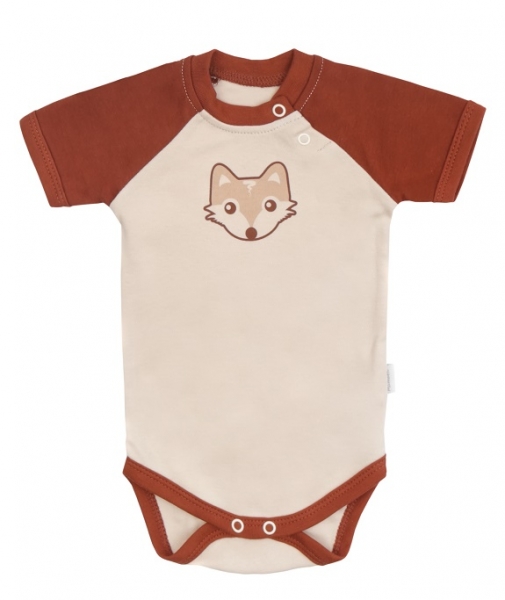 Mamatti Kojenecké body kr. rukáv, Baby Fox - béžová/hnědá, Velikost: 68 (3-6m)