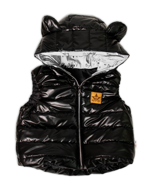 Baby Nellys Dívčí přechodová vesta s kapucí a oušky, černá, vel. 86, Velikost: 86 (12-18m)