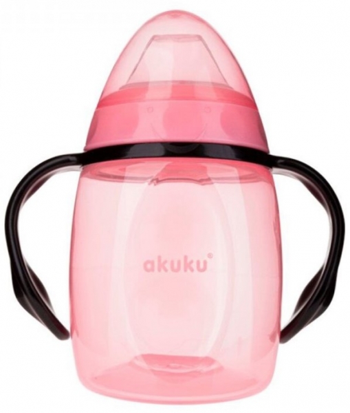 Akuku Nevylévací hrníček s měkkým náustkem, růžový
