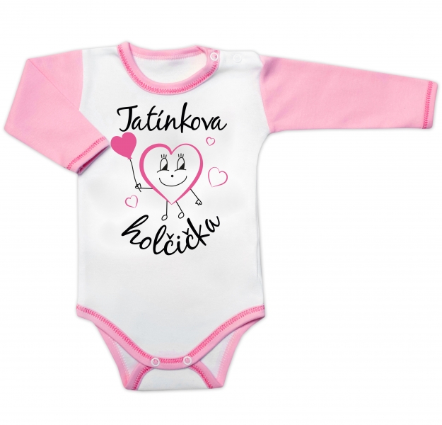 Body dlouhý rukáv s vtipným textem Baby Nellys, Tatínkova holčička, vel. 74, Velikost: 74 (6-9m)