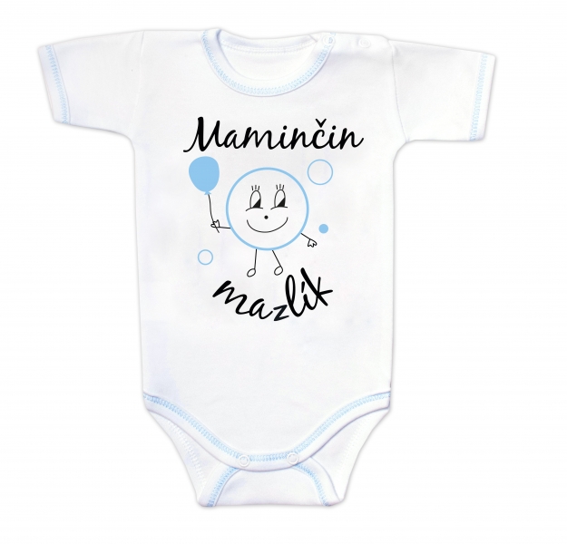 Body krátký rukáv s vtipným textem Baby Nellys, Maminčin mazlík, vel. 62