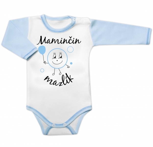 Body dlouhý rukáv s vtipným textem Baby Nellys, Maminčin mazlík, vel. 74, Velikost: 74 (6-9m)