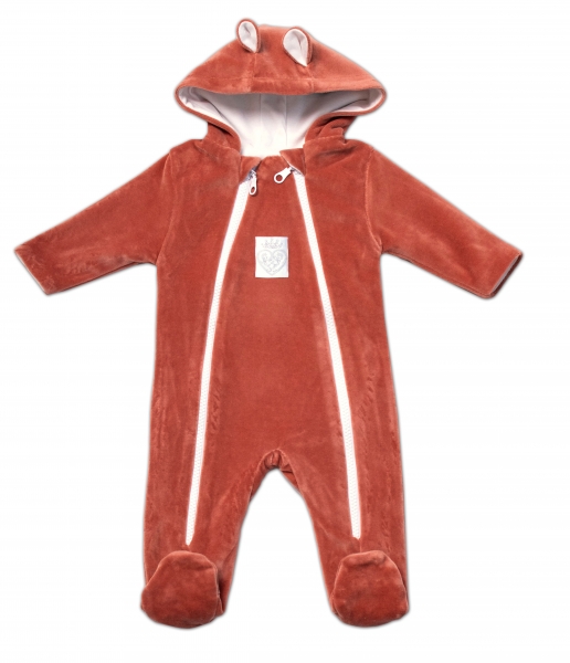 Mamatti Kojenecký overal VELVET, dvouvrstvý Baby Fox Girl - hnědý, vel. 62, Velikost: 62 (2-3m)