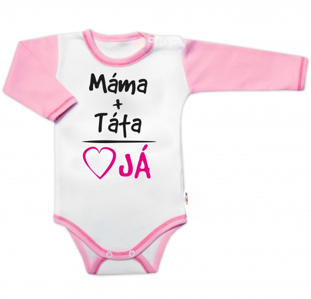 Body dlouhý rukáv s vtipným textem Baby Nellys, Máma+Táta, vel. 80, holka, Velikost: 80 (9-12m)