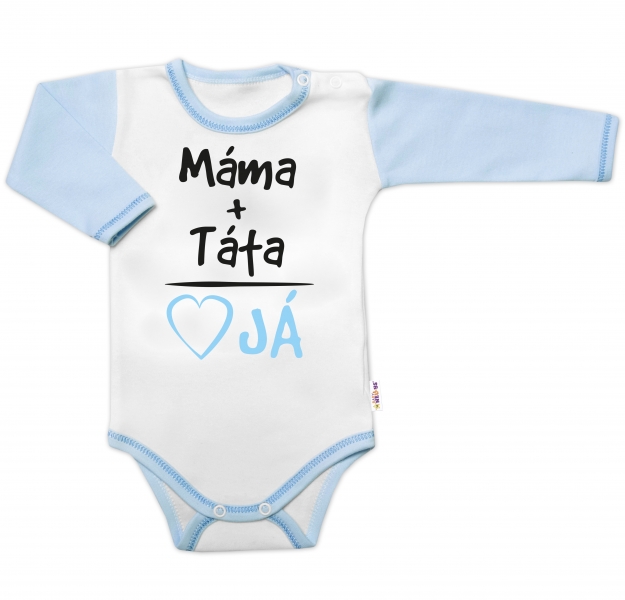 Body dlouhý rukáv s vtipným textem Baby Nellys, Máma+Táta, vel. 74, kluk
