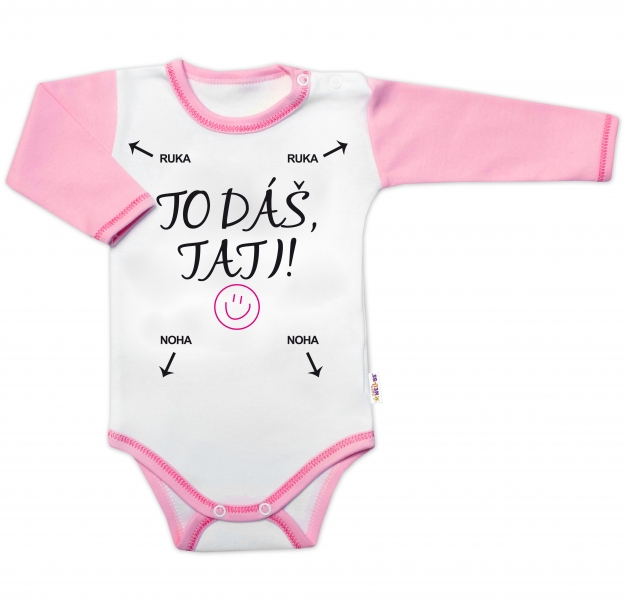 Body dlouhý rukáv s vtipným textem Baby Nellys, To dáš Tati!, vel. 74, holka, Velikost: 74 (6-9m)