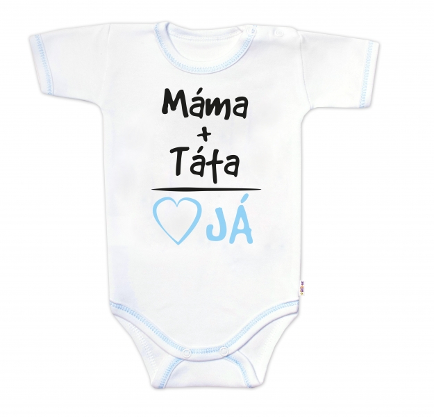 Body krátký rukáv s vtipným textem Baby Nellys, Máma+Táta, vel. 86, kluk, Velikost: 86 (12-18m)