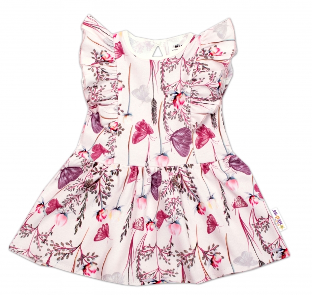Baby Nellys Letní šaty s krátkým rukávem Motýlci - růžové, vel. 74, Velikost: 74 (6-9m)