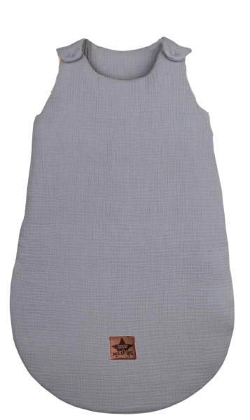 Baby Nellys Mušelínový spací vak Baby Soft zateplený, 70cm, šedý