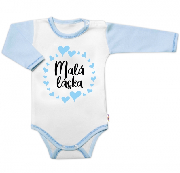 Body dl. rukáv s vtip. textem Baby Nellys, Malá láska, kluk, Velikost: 56 (1-2m)