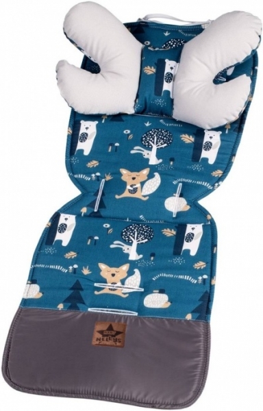 Baby Nellys Oboustranný 2-ti dílný Velvet komplet do kočárku Lesík, zelená/šedá