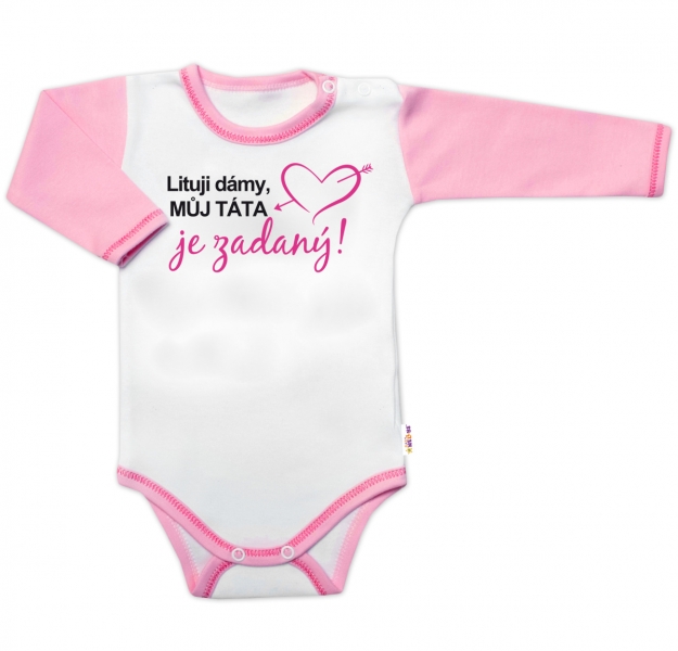 Body dl. rukáv s vtip. textem Baby Nellys,  Lituji dámy, můj táta je zadaný, vel. 80