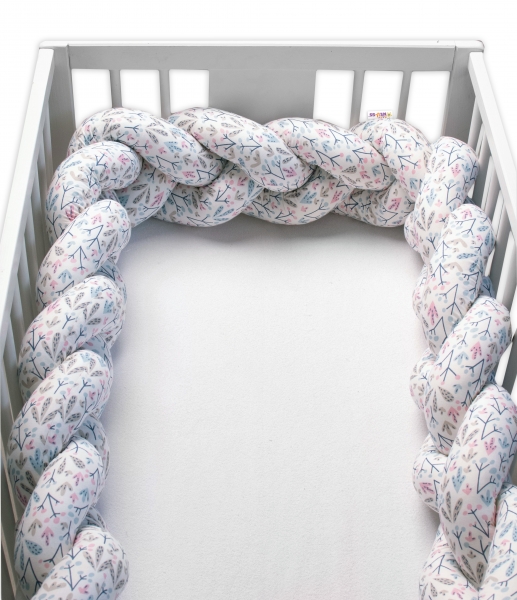 Baby Nellys Bavlněný mantinel pletený cop - Kalina, bílá