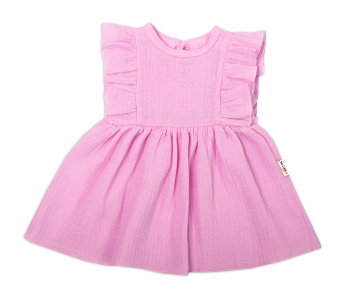 Baby Nellys Lehké mušelínové šatičky, růžové