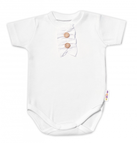 Baby Nellys Kojenecké žebrované body s knoflíčky kr. rukáv, Girl - bílé, vel. 68, Velikost: 68 (3-6m)