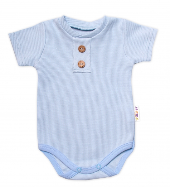 Baby Nellys Kojenecké žebrované body s knoflíčky kr. rukáv, Boy - sv. modré, Velikost: 62 (2-3m)