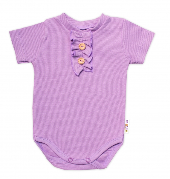 Baby Nellys Kojenecké žebrované body s knoflíčky kr. rukáv, Girl - lila, vel. 80, Velikost: 80 (9-12m)