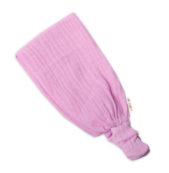 Baby Nellys Lehká mušelínová čelenka Bandana, růžová, vel. 104/110, Velikost: 104-110 (3-5r)