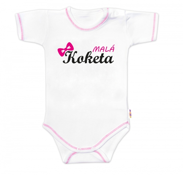 Body krátký rukáv s vtipným textem Baby Nellys, Malá Koketa, holka, vel. 86, Velikost: 86 (12-18m)