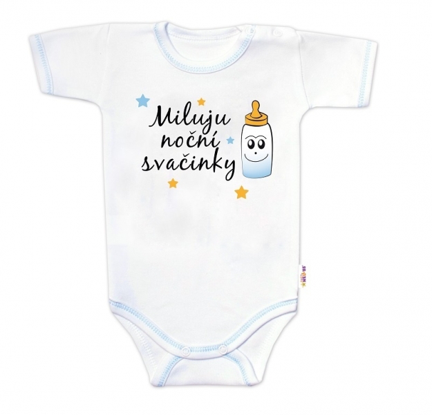 Body krátký rukáv s vtipným textem Baby Nellys, Miluju noční svačinky, vel. 86, kluk, Velikost: 86 (12-18m)